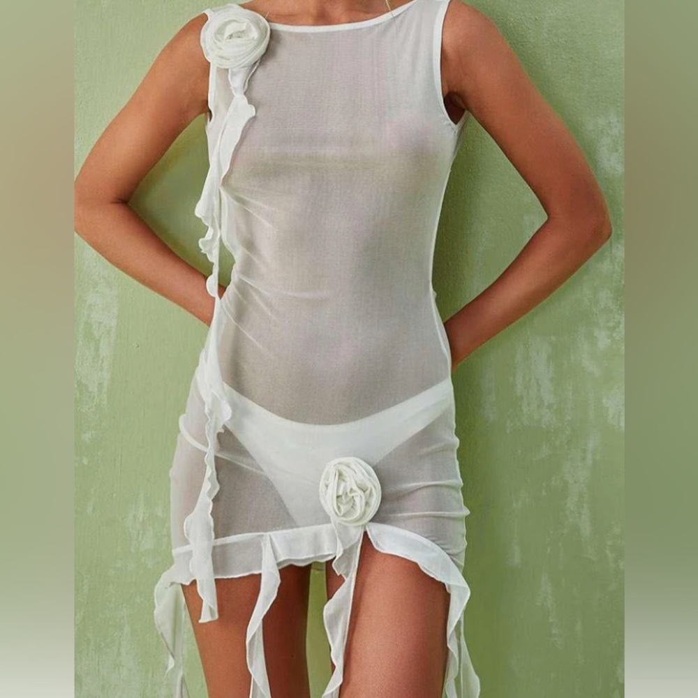 White swimsuit cover up